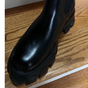 MONOLITH CHUNKY STYLE CHELSEA BLACK PU LEATHER BOOTS CHINA SIZE 39